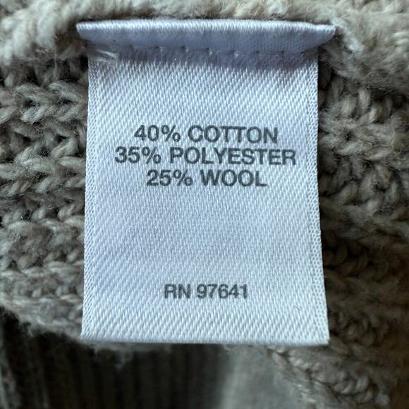 J Jill Beige Ribbed Knit Sweater Women Small V Neck Wool Blend Neutral Fall Chic - Picture 5 of 7